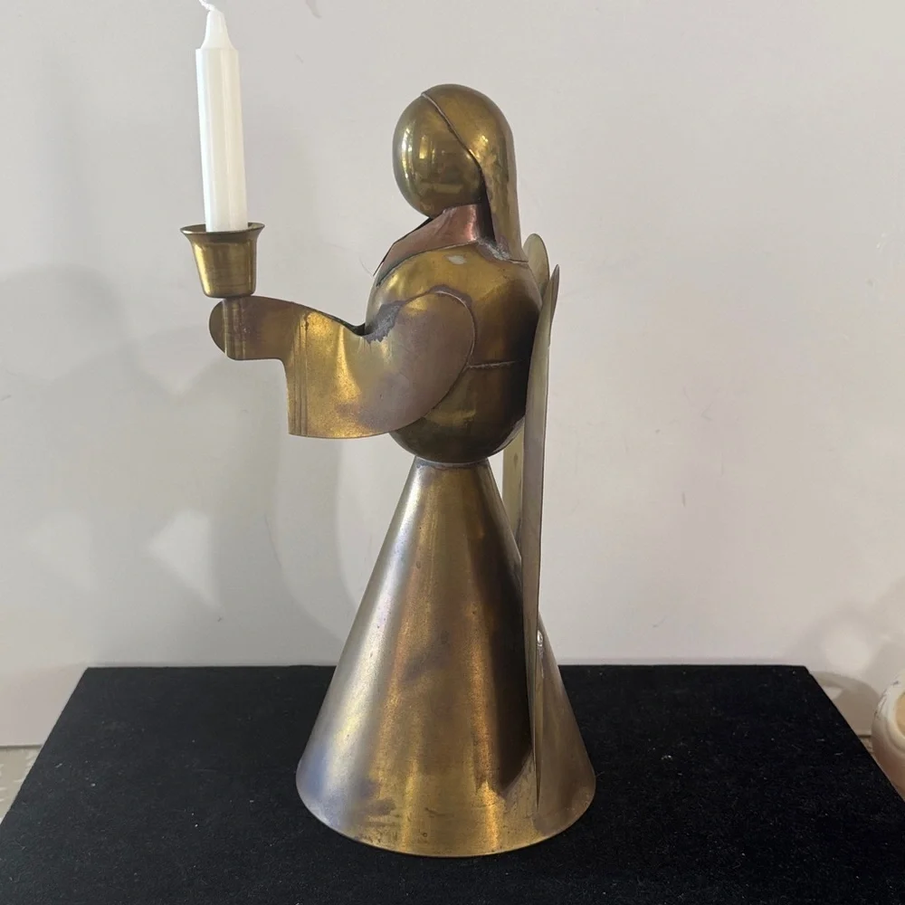 Brass Angel Candleholder Vintage Christmas Decor